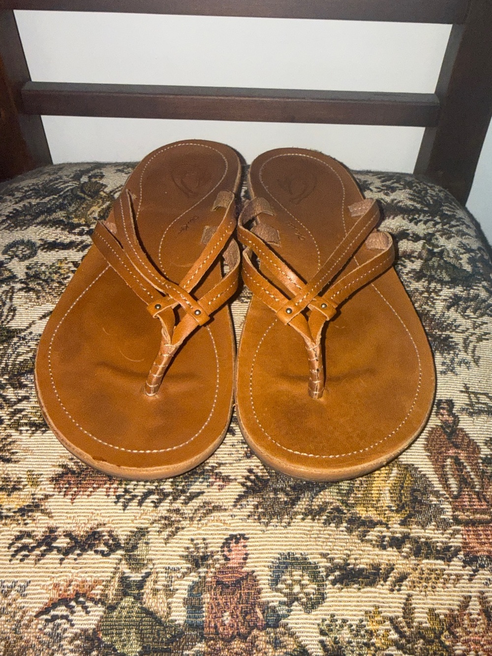 Olukai U’i Leather Flip Flop Sandals Womens 8 Sahara Brown Comfort Beach Thong - Picture 7 of 10
